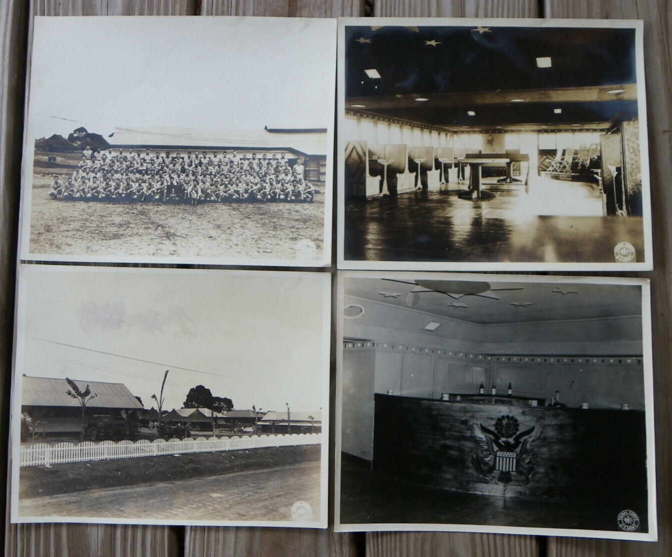 4 US Army Signal Corps Photos-Soldiers-Barracks-Officers Or NCO Club?-WWII-380th