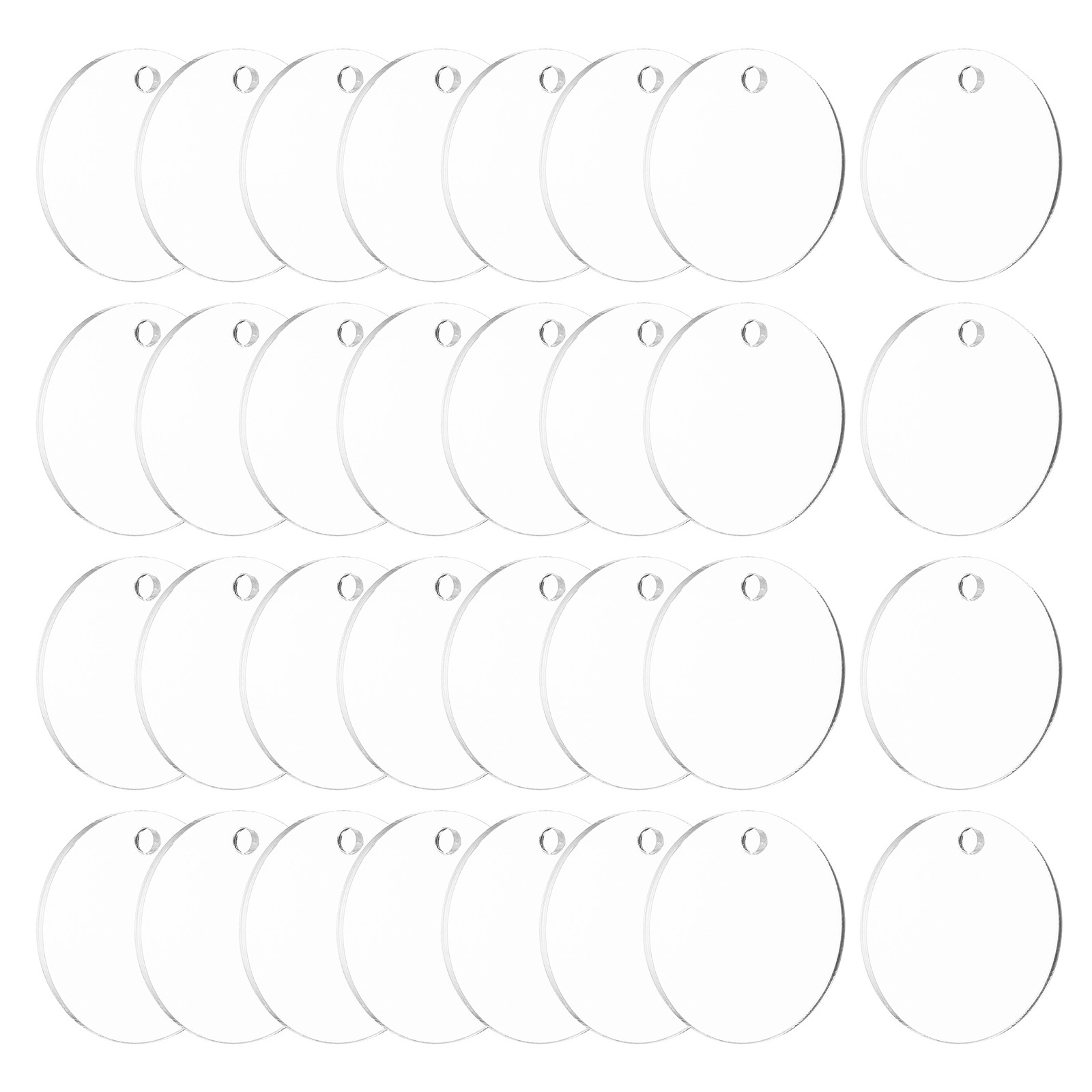 100Pcs 1.2 Inch Acrylic Blanks Round Thick DIY Keychain Blank with Holes 3mm