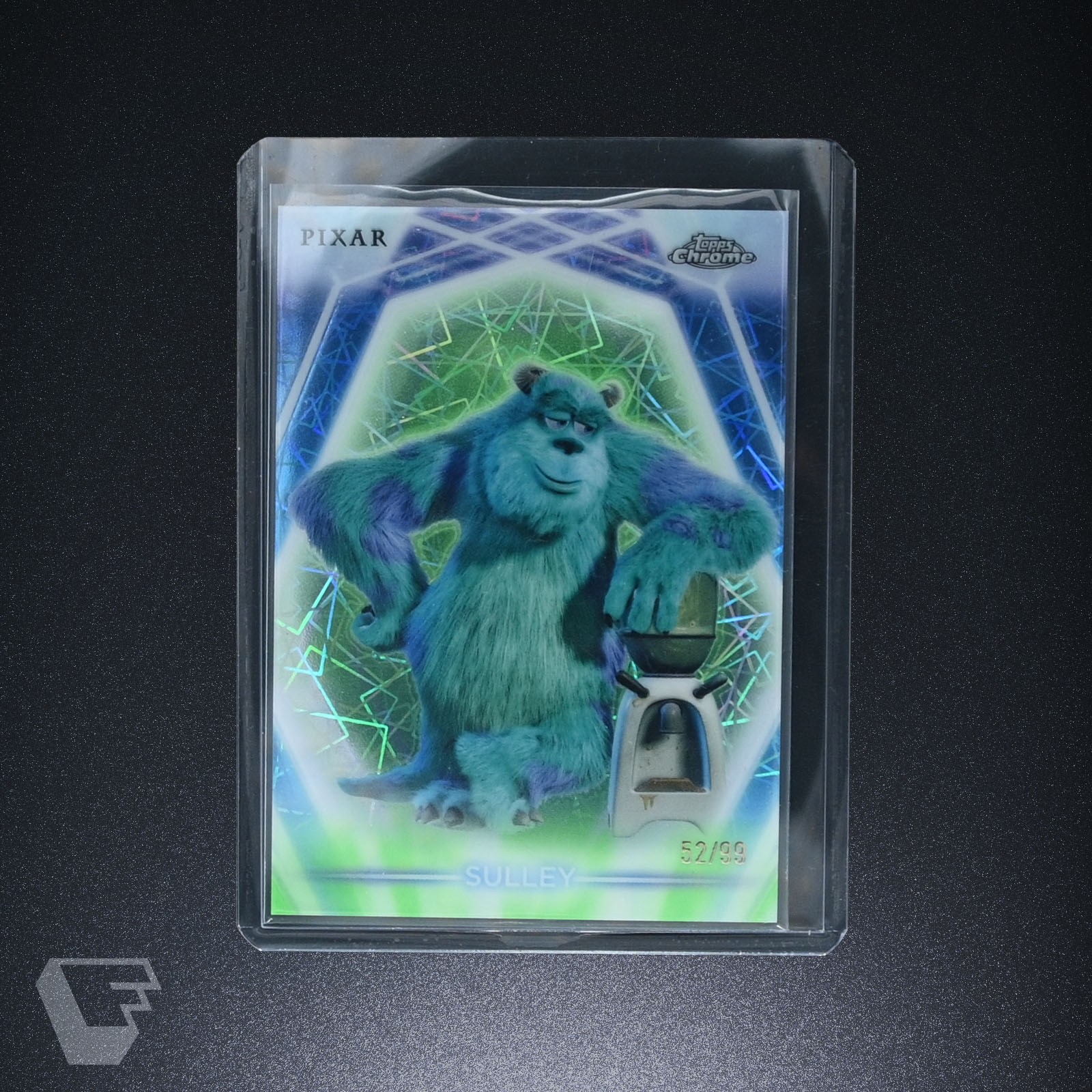 2026 Topps Disney Neon Chrome Neon Etch Green Laser 52/99 Sulley #CNE-118