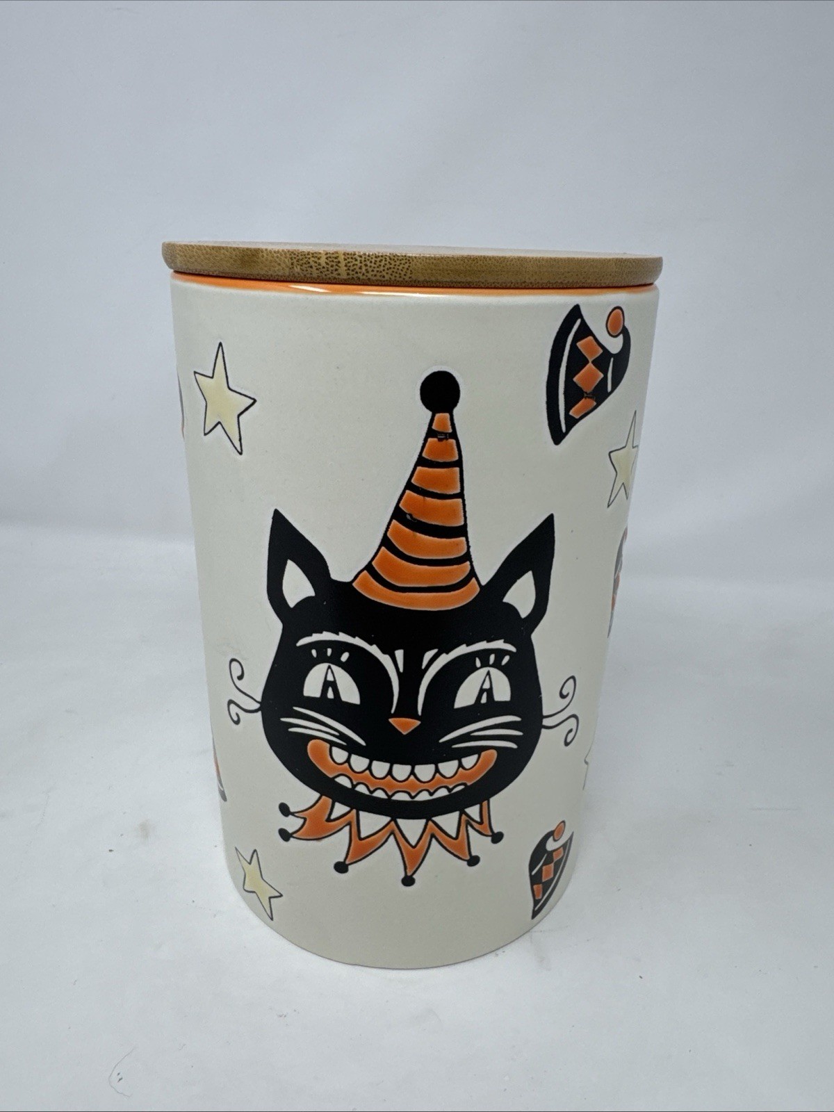 Eli & Ana Vintage Style Halloween Canister/Cookie Jar Black Cat Stars retro VHTF