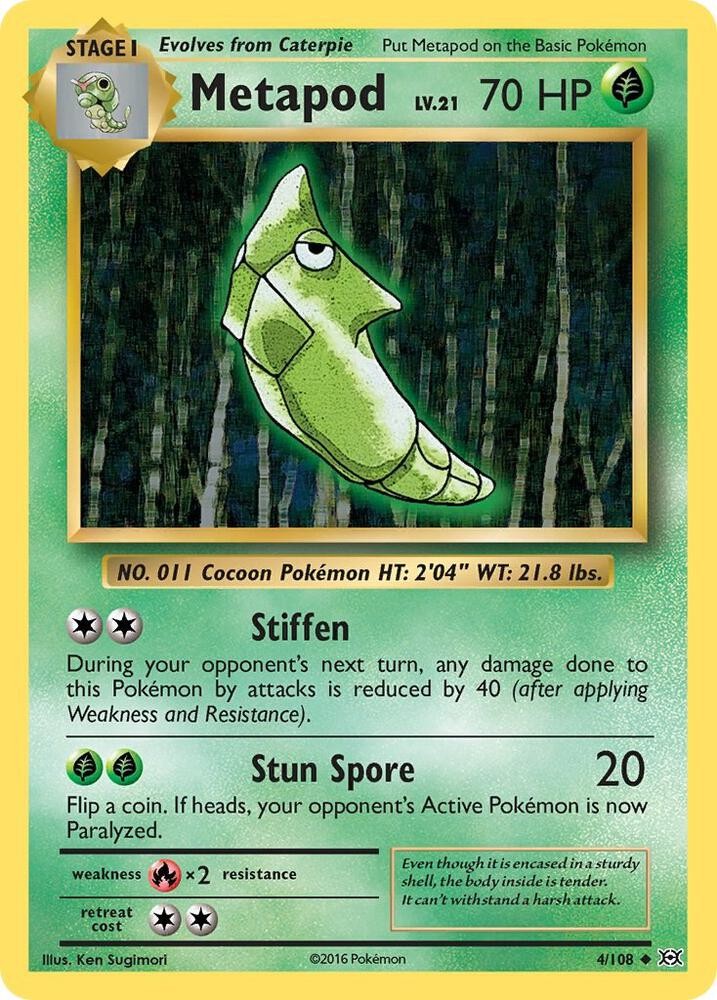 Metapod Reverse Holo Uncommon XY – Evolutions 4/108 NM