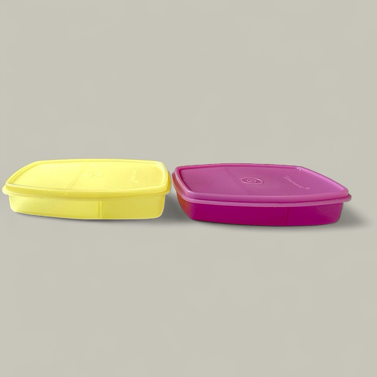 Vtg Tupperware Packette Divided Container Purple/Yellow Slimline Lunch Box Set