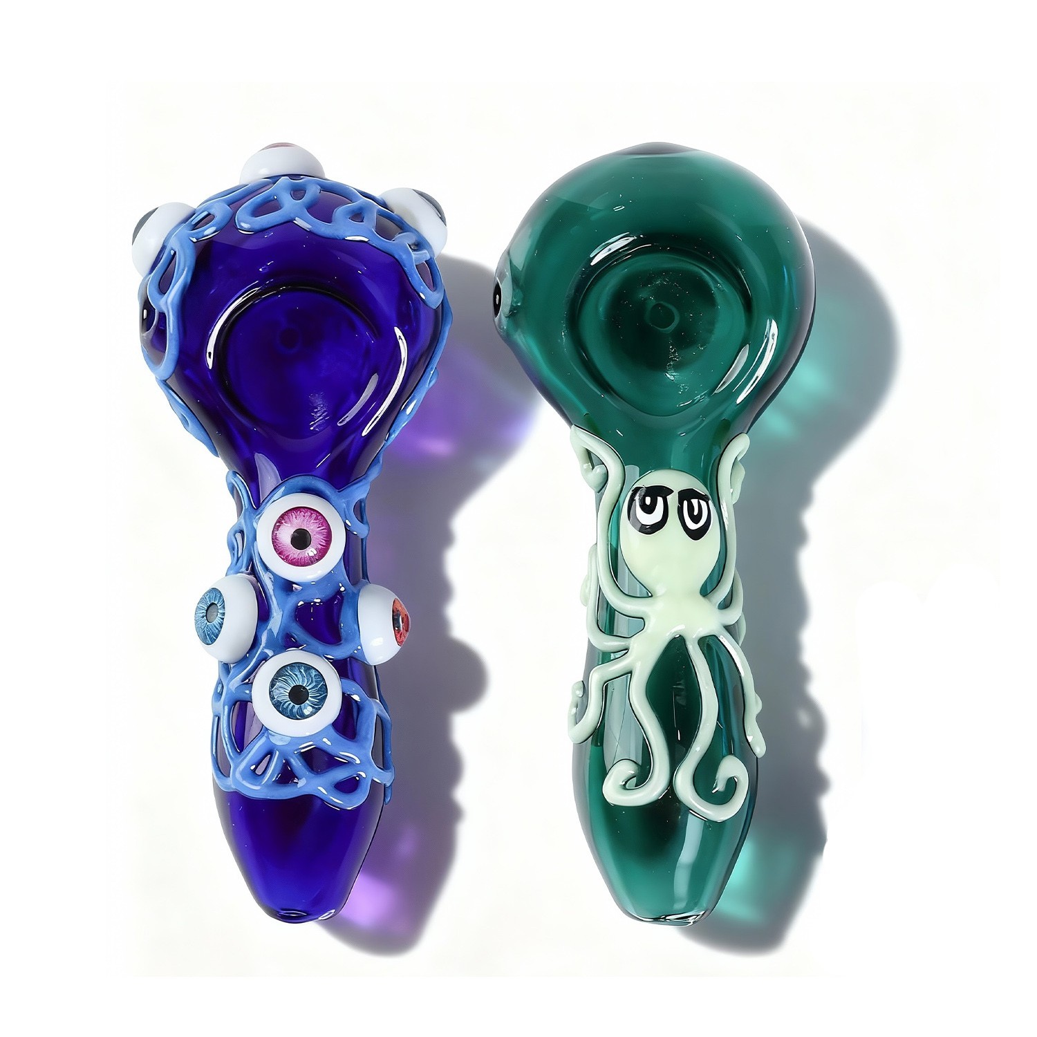 2 PCS-4 ” Handmade Glass Smoking Pipe, Collectible Tobacco Pipe with Storage Box
