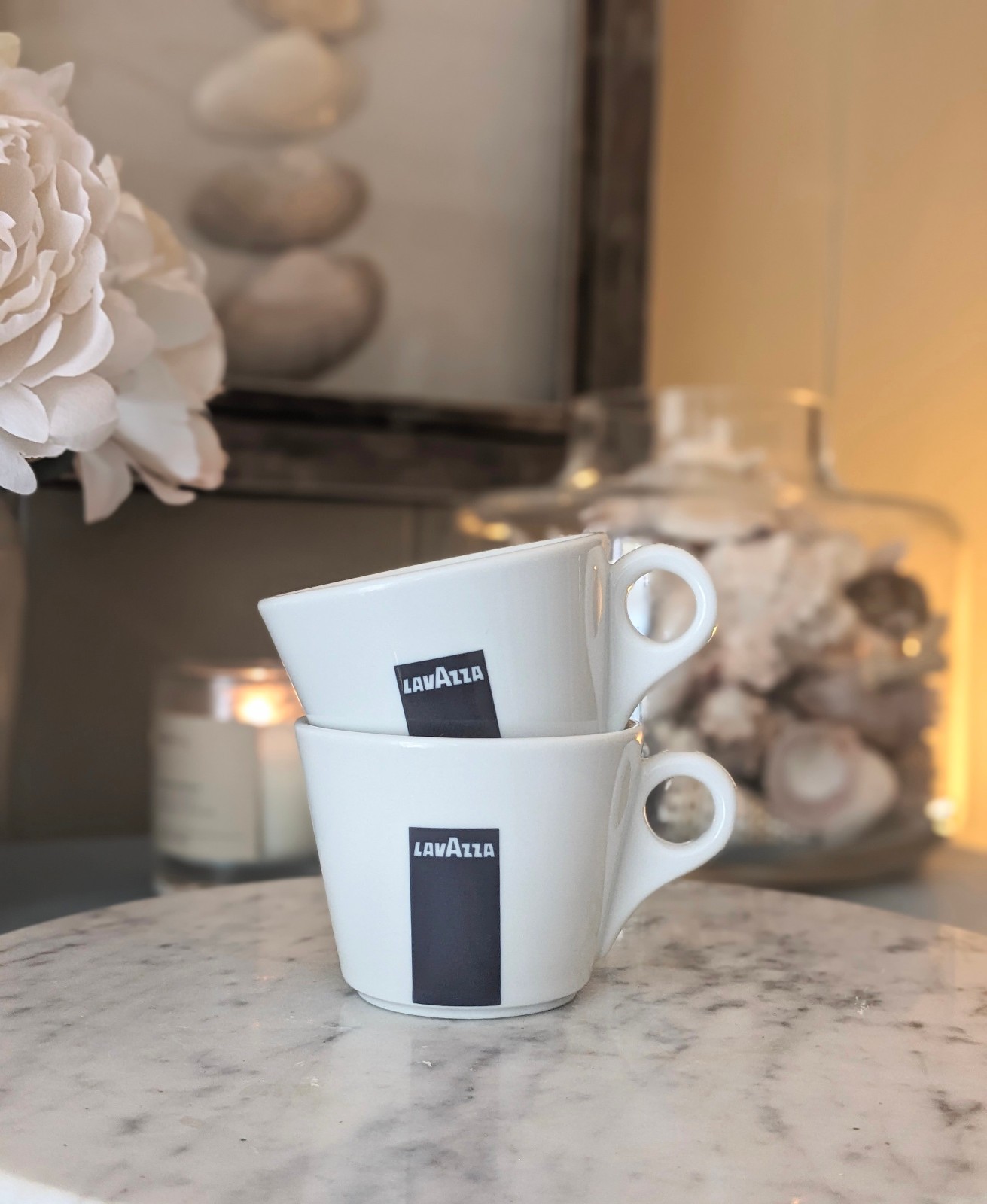 2 LAVAZZA Espresso Porcelain Coffee Demitasse 2″ Cup Mug Blue Logo Tazze Caffe