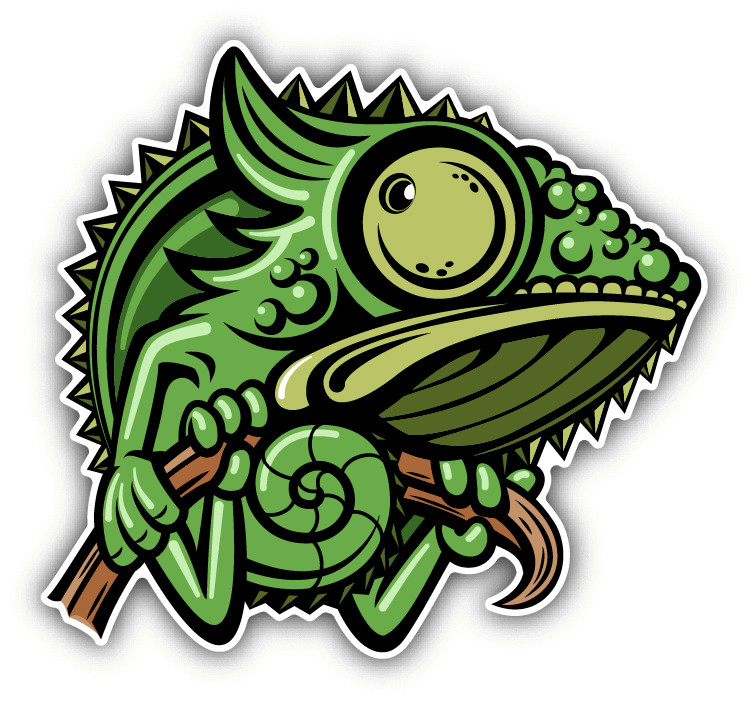 Chameleon Cartoon Car Bumper Sticker Decal 5″ x 4″
