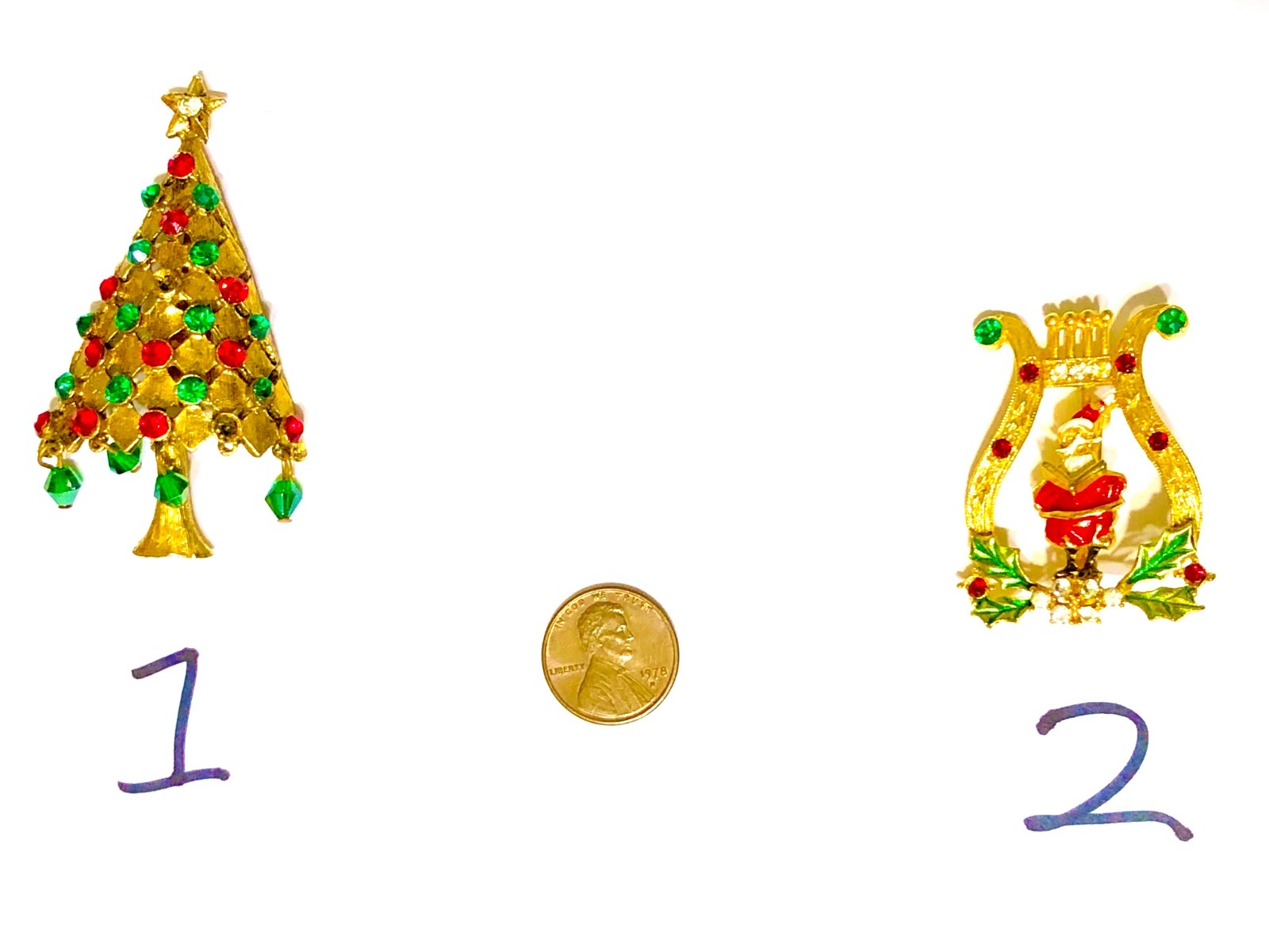 Buyer’s Choice Christmas Pin-Back Metal Brooches Singing Santa OR Christmas Tree