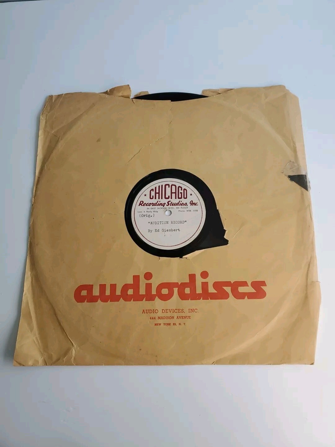 Unique vintage Ed Gilbert actor demo audition record Audiodiscs acetate 50’s