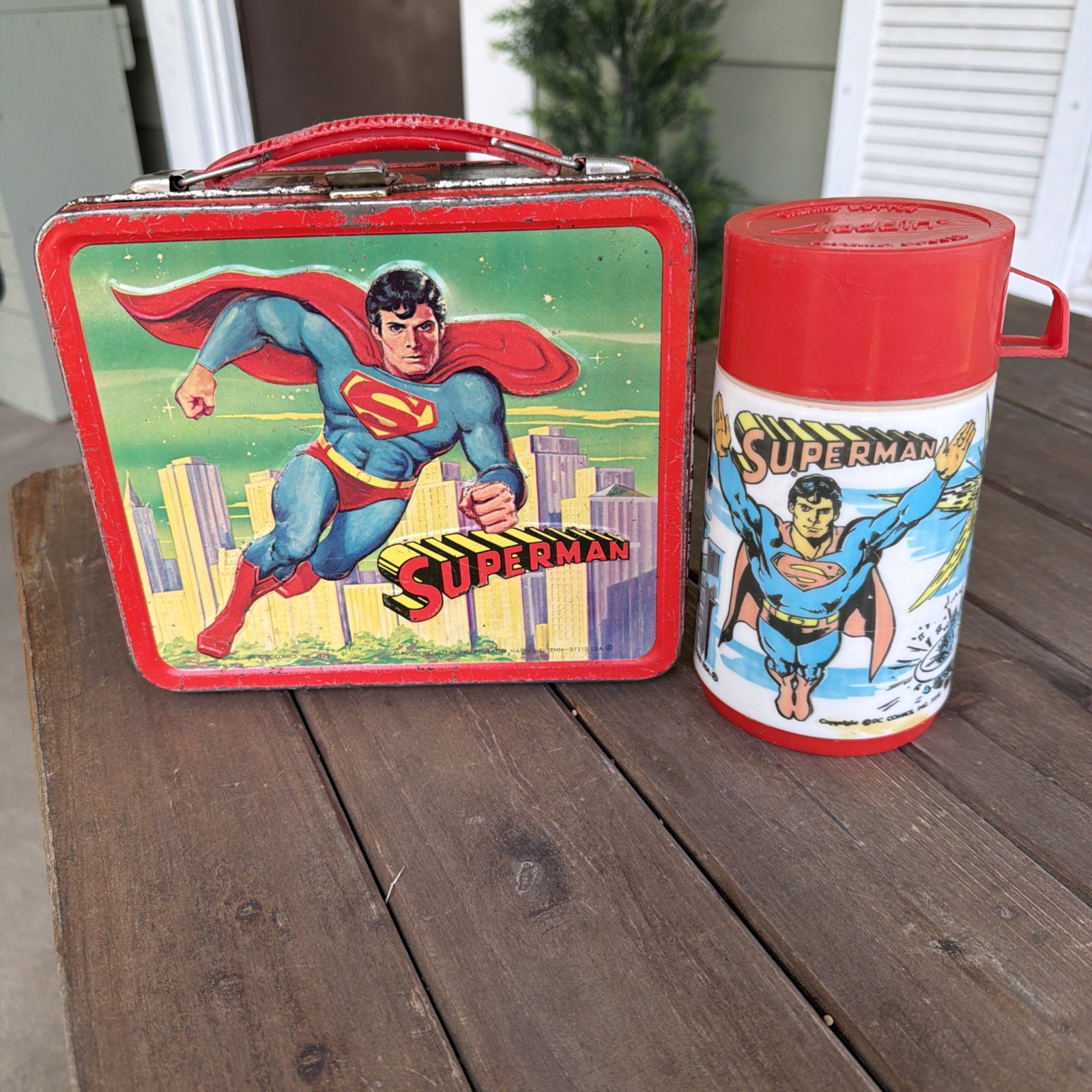 Vintage 1978 Superman Aladdin Industries DC Comics Metal Lunch Box w/ Thermos