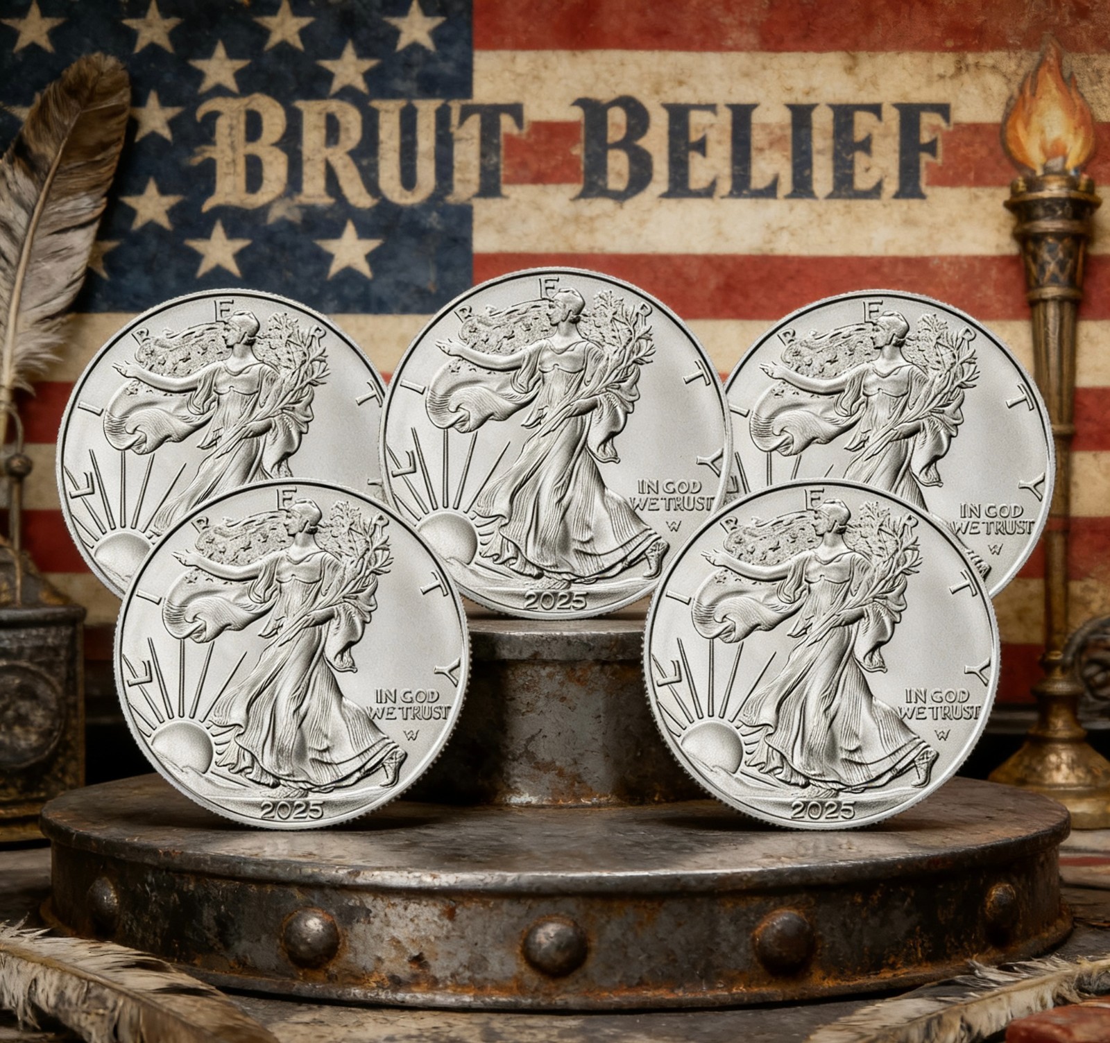 Bundle of 5 US Mint 2025 1oz …999 American Eagle Bullion