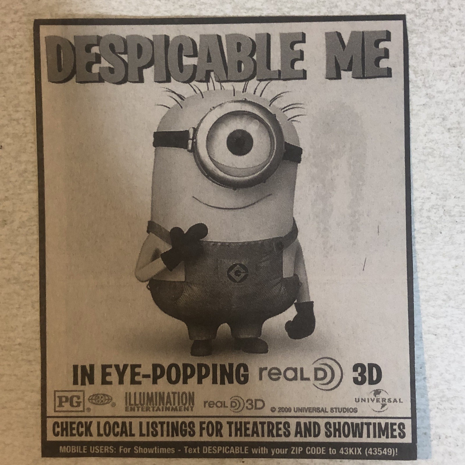 Despicable Me Steve Carell Julie Andrews 2010 Movie Vintage Print Ad Tpa34