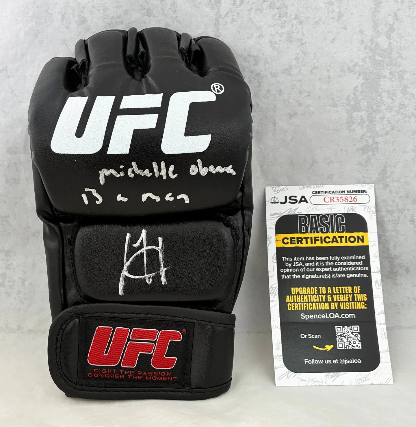 Josh Hokit Signed UFC Glove Michelle Obama is a Man JSA COA