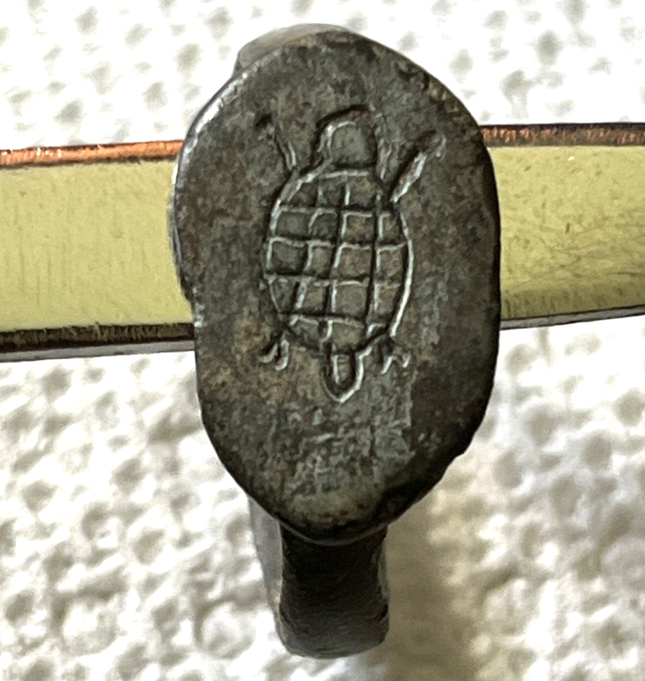 Ancient Military Ring Roman Empire 27 BC-476 AD. Bronze Turtle on Bezel Wearable