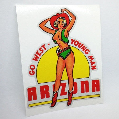 ARIZONA Pinup DECAL / Vintage Style Vinyl Sticker, Luggage Label