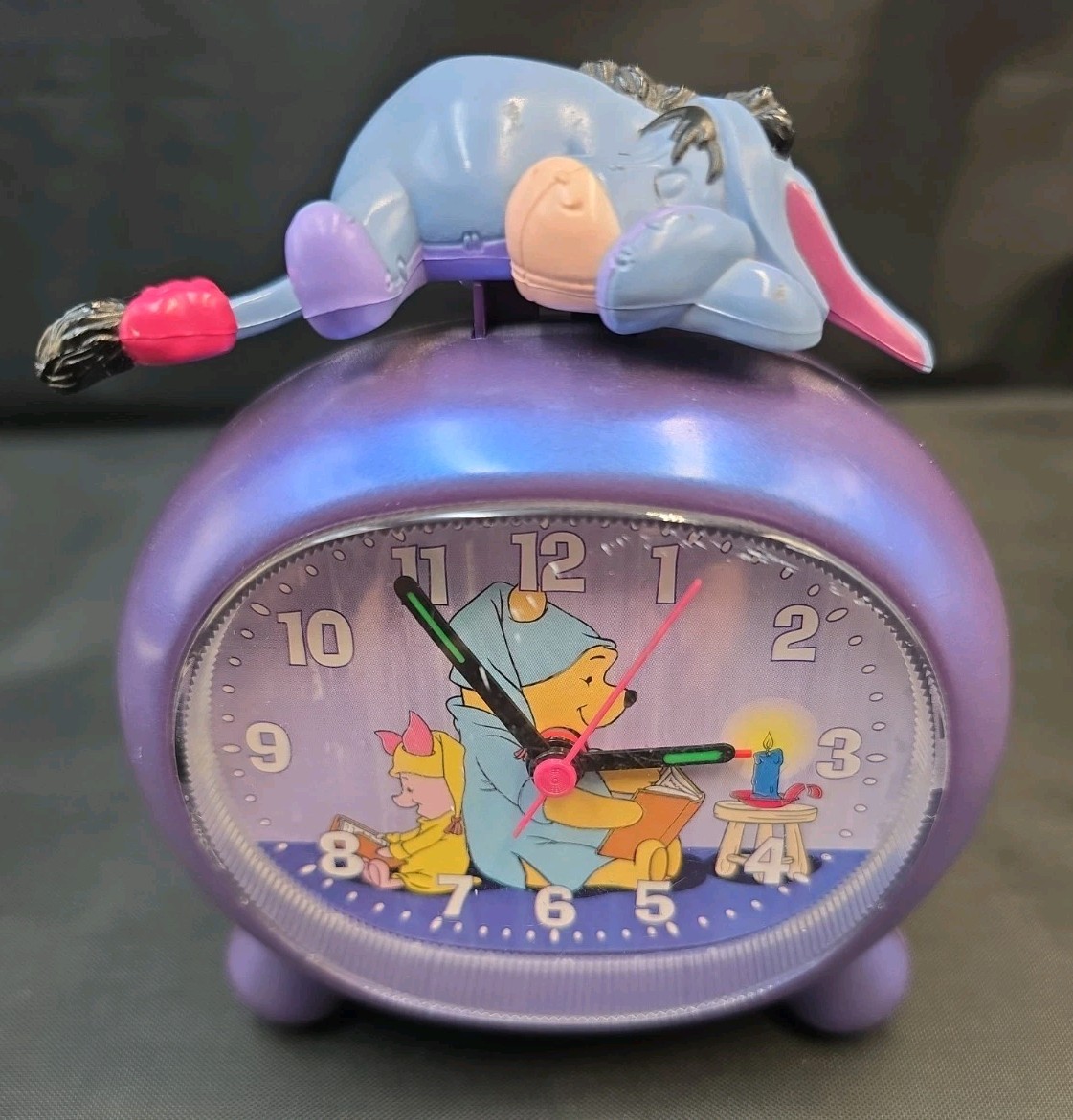 Disney Winnie the Pooh Eeyore Bell Alarm Clock Analog Quartz Purple/Blue