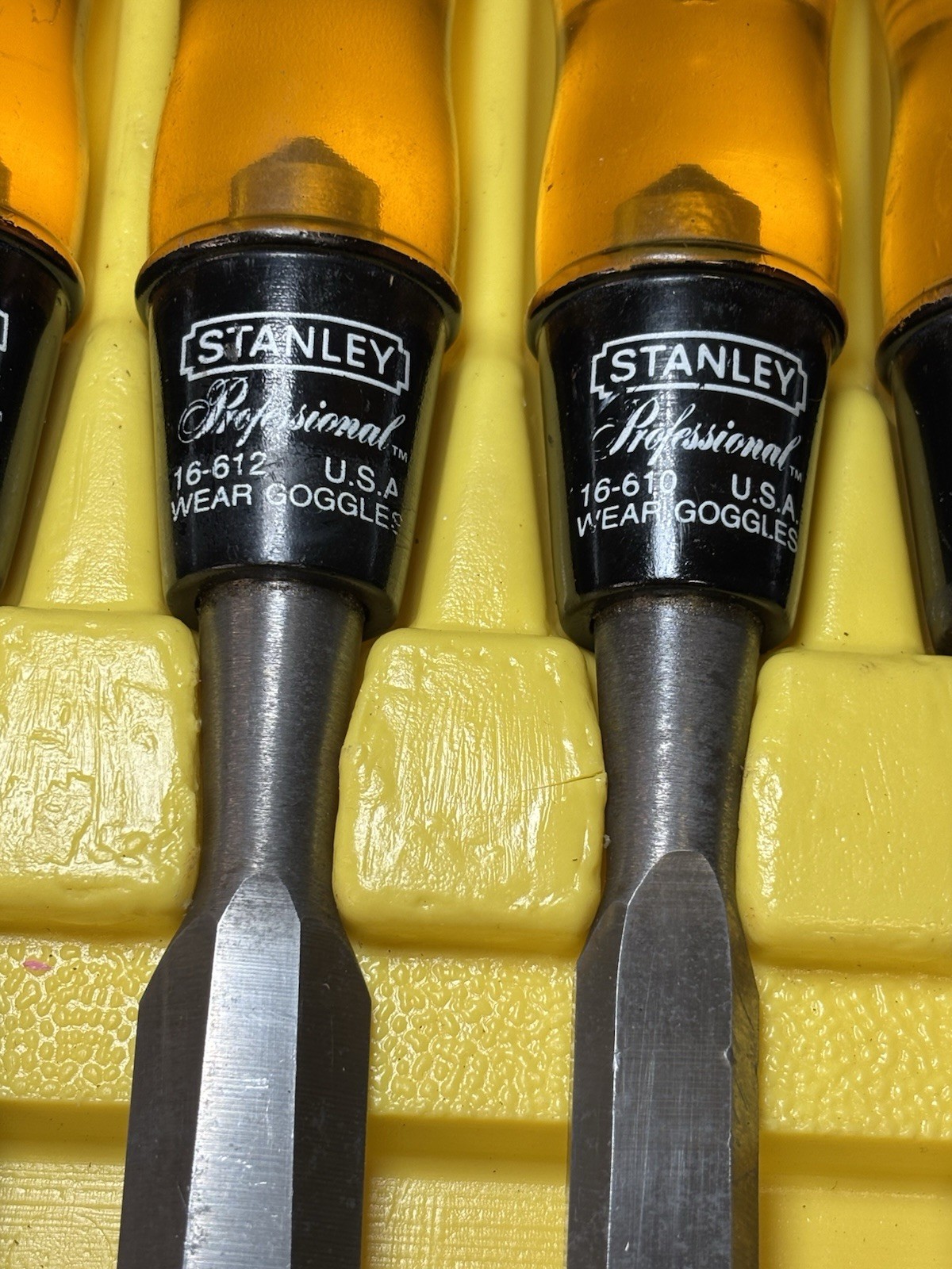 Vintage Stanley Professional Chisel Set 9 Pc W/ Stand Up Case*Full Set*See Pics