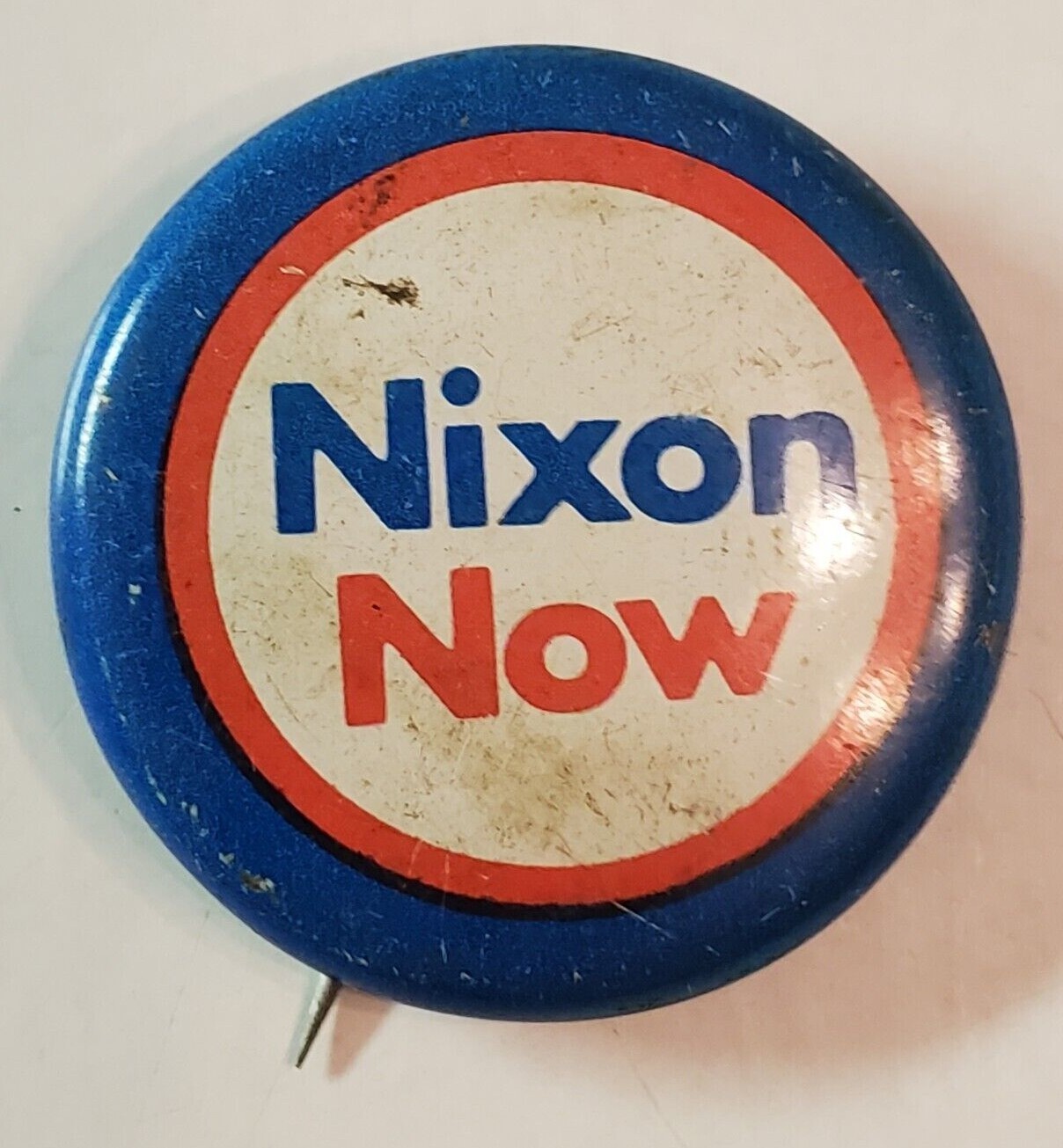 VINTAGE ~ “NIXON NOW” – 1.25″ Round Button Pinback