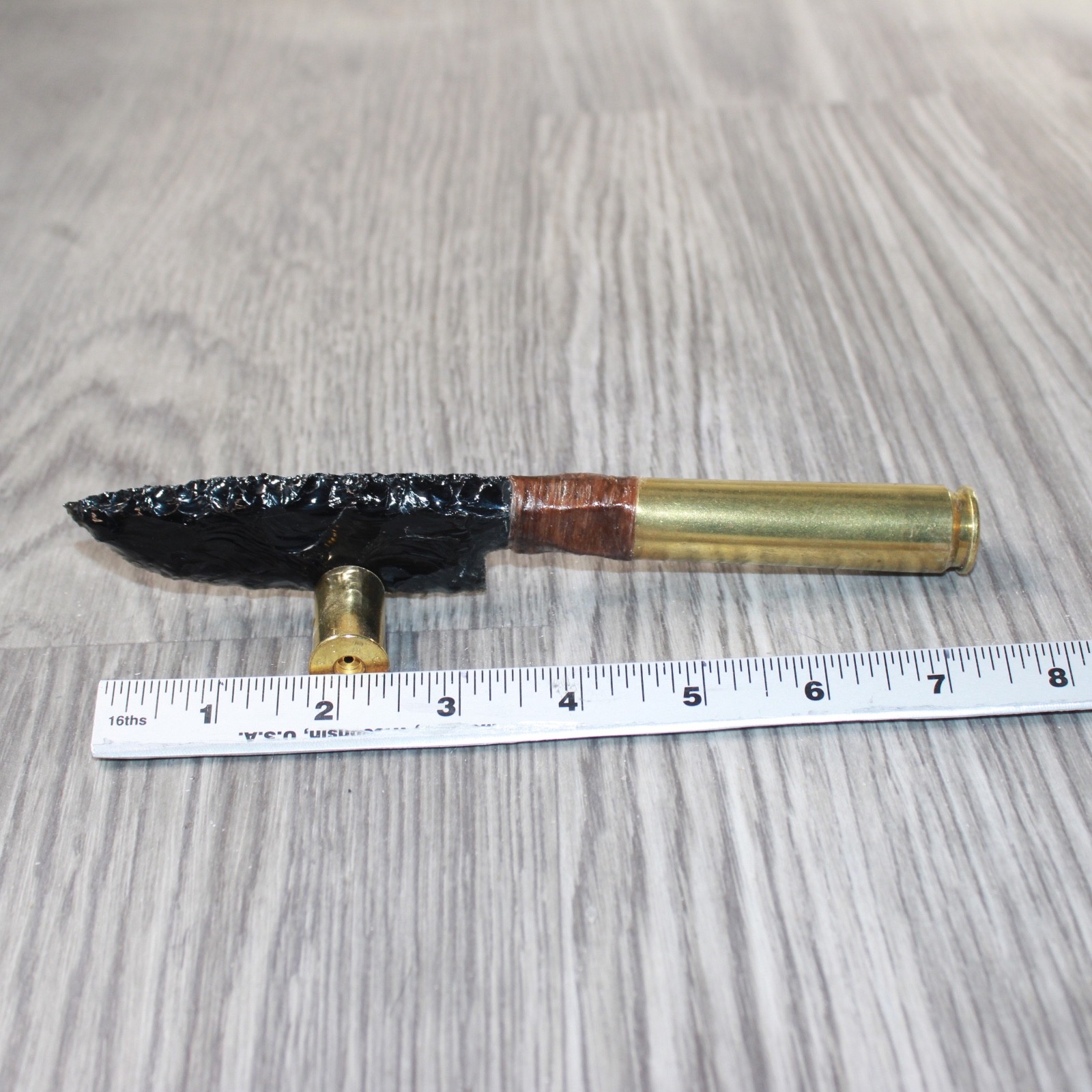 50 Cal Shell Casing Handle Obsidian Blade Ornamental Knife #3964 Mountain Man K