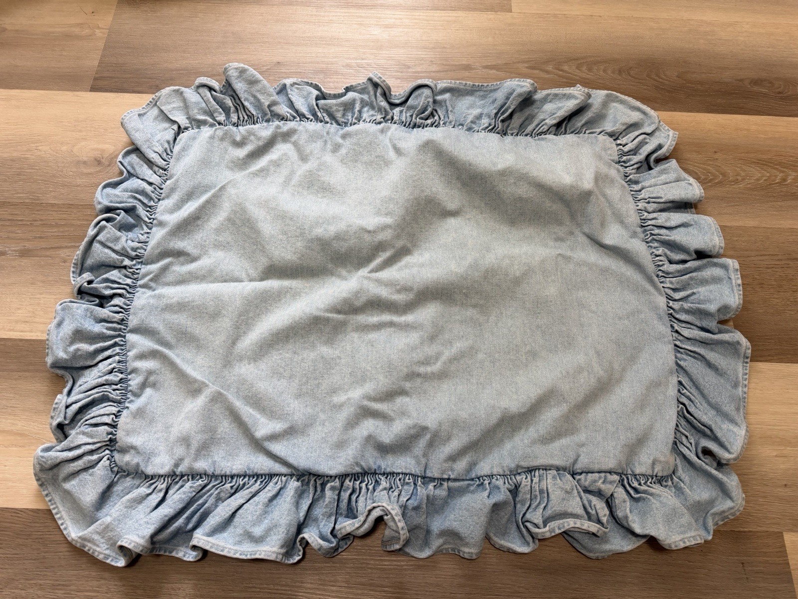 Vintage Single Ralph Lauren Chambray Ruffle Standard Pillow Sham Country