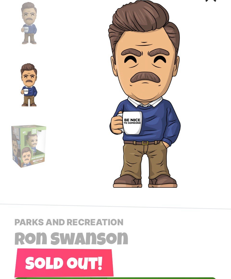 Youtooz * Ron Swanson * Vinyl Figure * Parks & Rec Collection * NEW * Sold Out