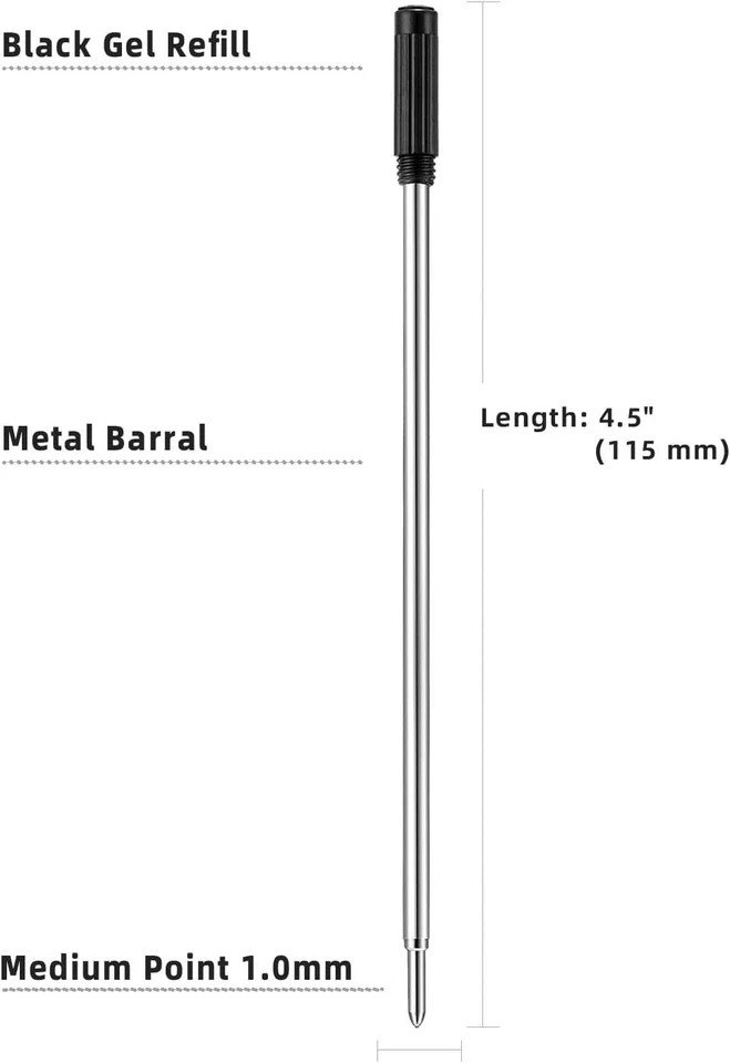 Black Ink Refill, Replaceable Ballpoint Pen Refills Compatible with Cross…