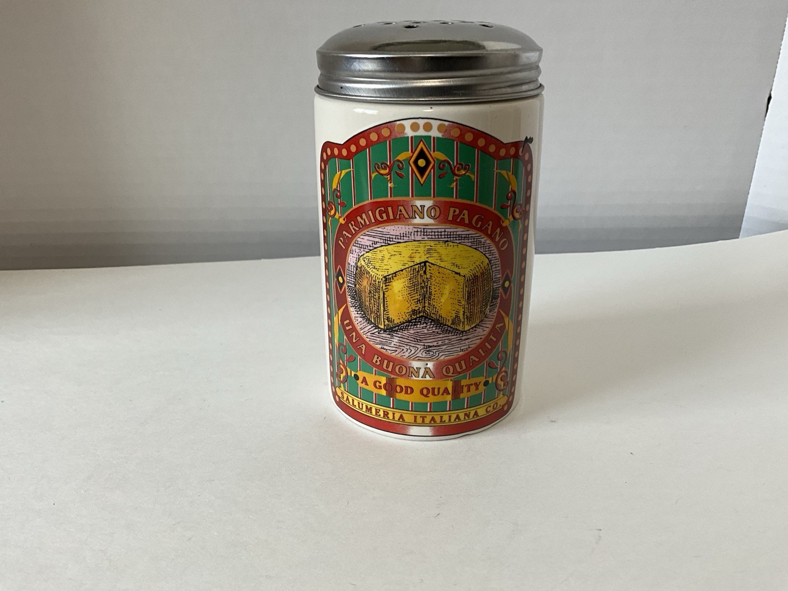 Vintage Corner Grocery Roshco Parmesan Parmigiano Pagano Cheese Canister Shaker