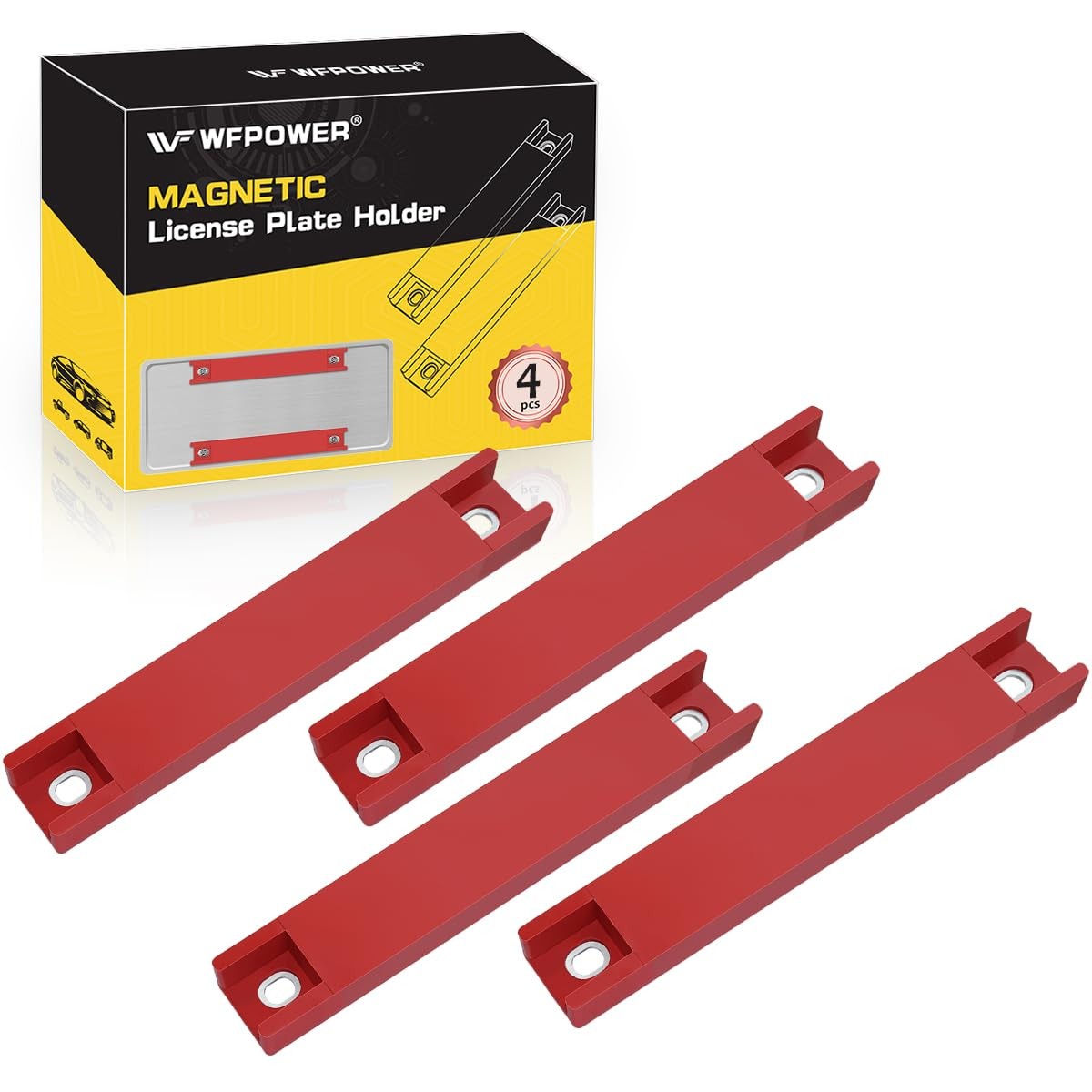 4 Pack Dealer Magnetic License Plate Holder, Premium Coated Protection Strong…