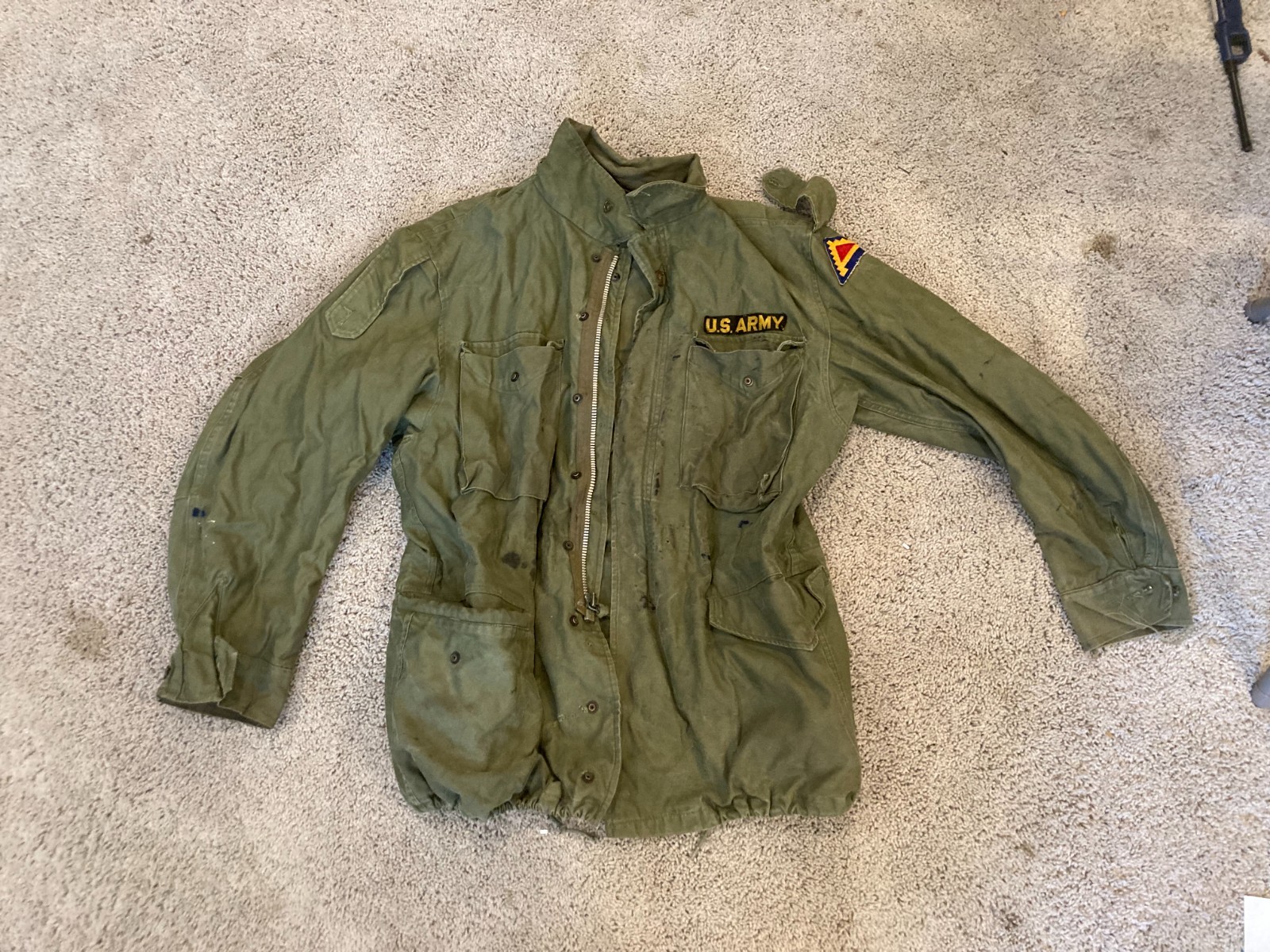 Vtg 1954 US Army M-1951 M-51 Field Jacket L.W. Foster Korean War 7th Army Med