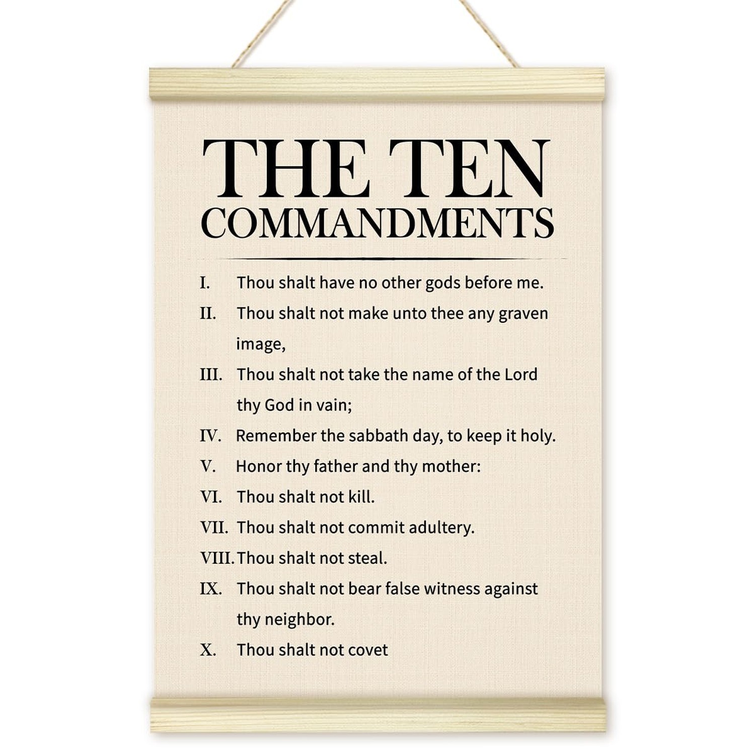 10 Ten Commandments Poster Hanger Frame, Christian Motivational Wooden Canvas…