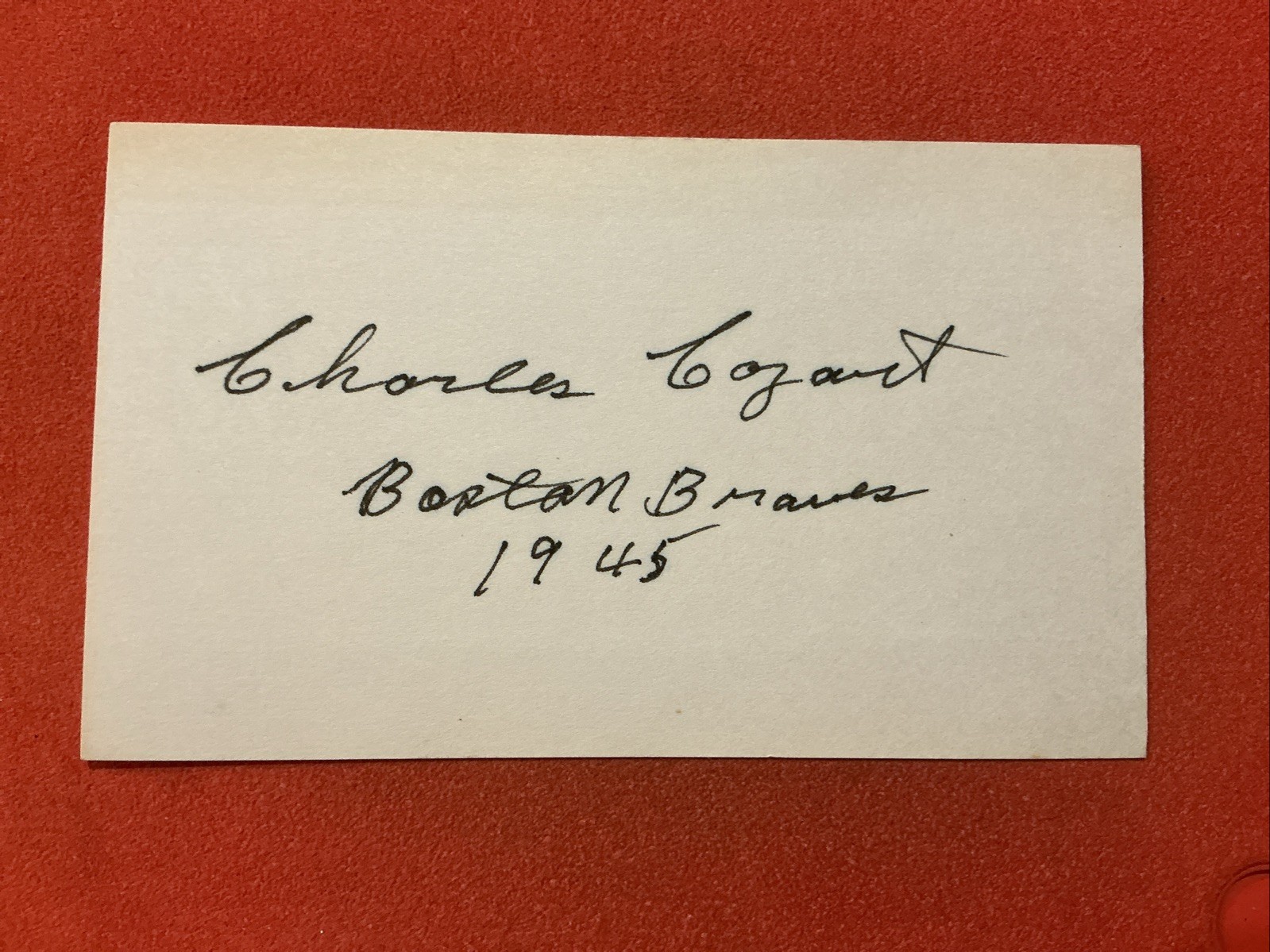 Charles Cozart🔥🔥MLB: 1945 Boston Braves🔥🔥Autograph🔥🔥