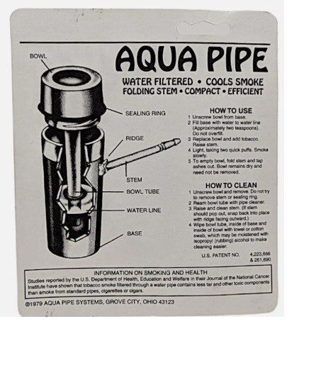 BLACK 4″ AQUA PIPE Waterpipe Original Portable COMES WITH FREE PIPE SCREENS!