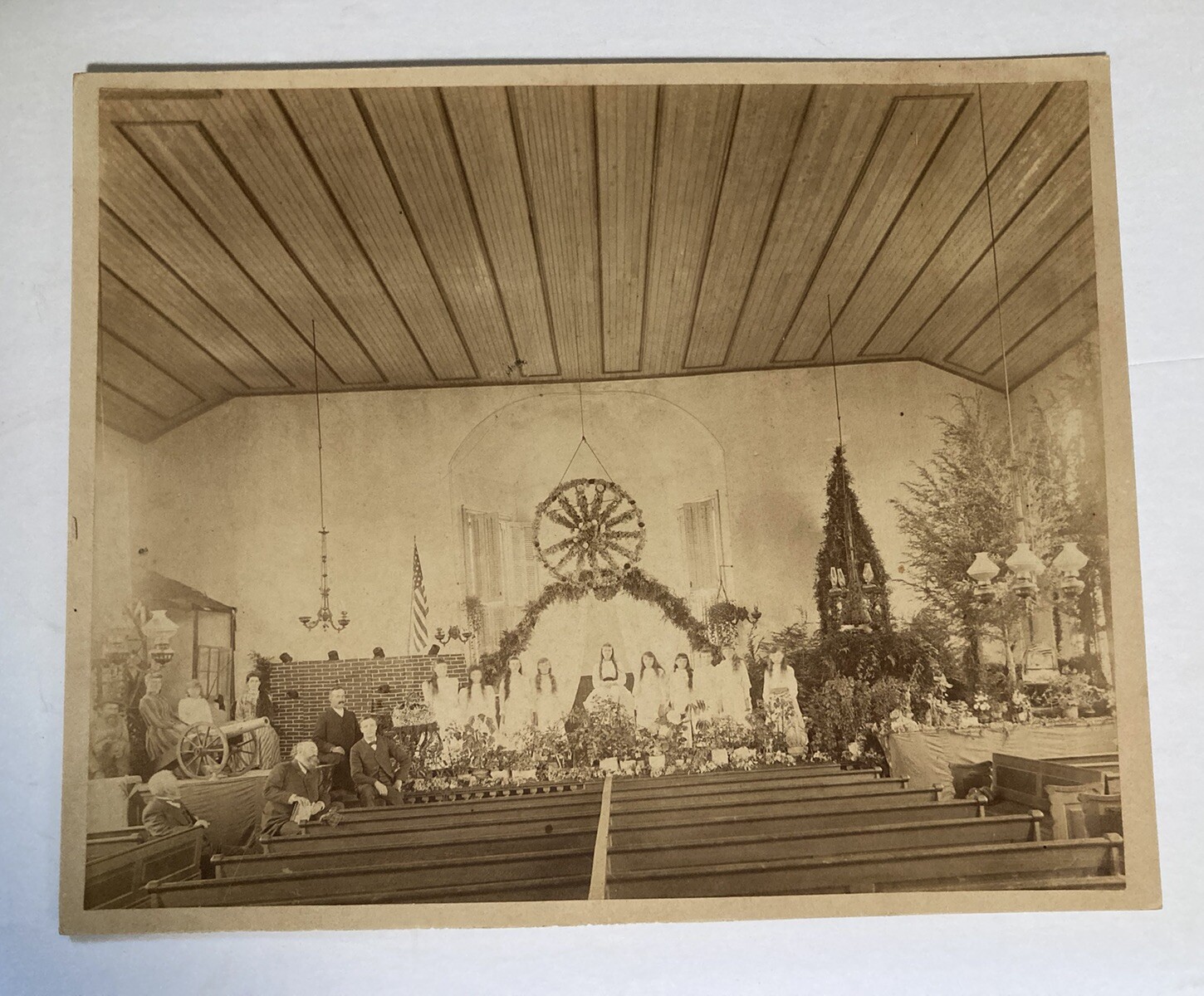 Antique Photograph ~ CHILDREN’S DAY 1890 ~ in Church 9.25″ x 7.50″