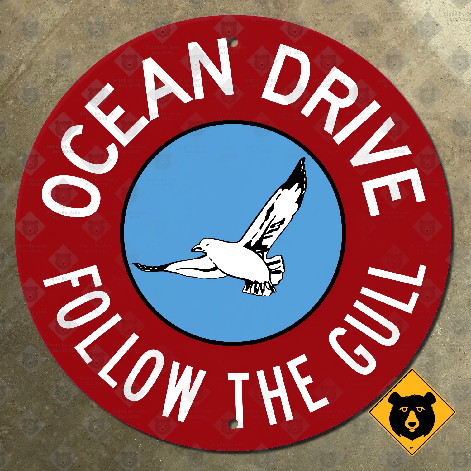 New Jersey Ocean Drive highway marker road sign Follow the Gull route shield 12