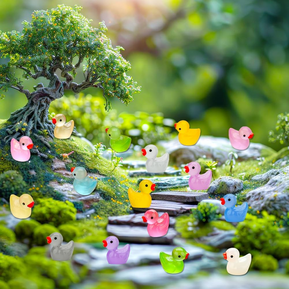 240Pcs Luminous Mini Resin Ducks, Tiny Duck Bulk Glow in the Dark Small Plastic