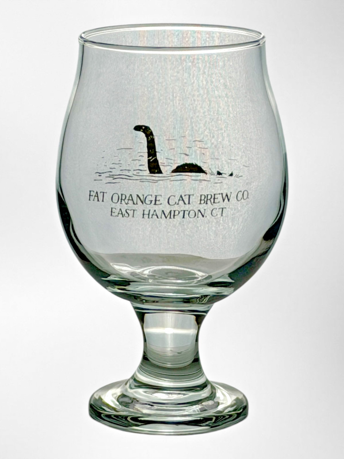 Fat Orange Cat Brewing Co Beer Glass East Hampton CT Craft Brewery Goblet