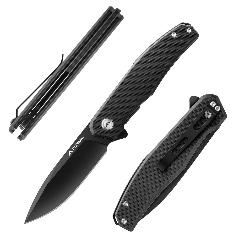 FLISSA 4.5inch Folding Pocket Knife D2 Steel Blade Liner lock Pocket Clip Knives