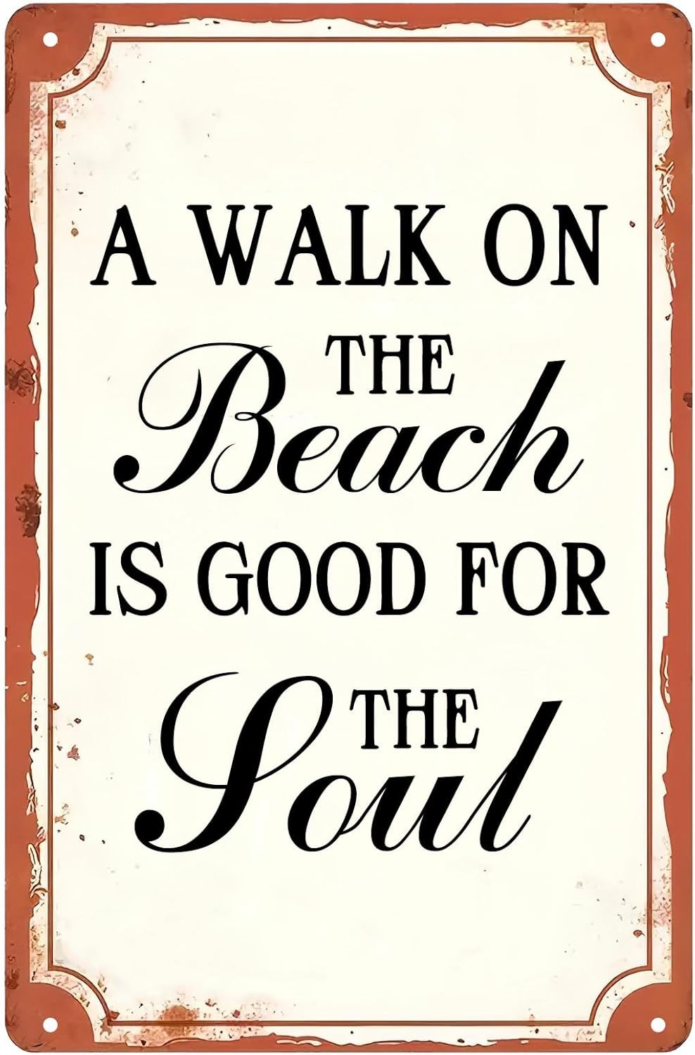 Quote Creative A Walk on the Beach Tin Metal Signs Home Décor 8×12