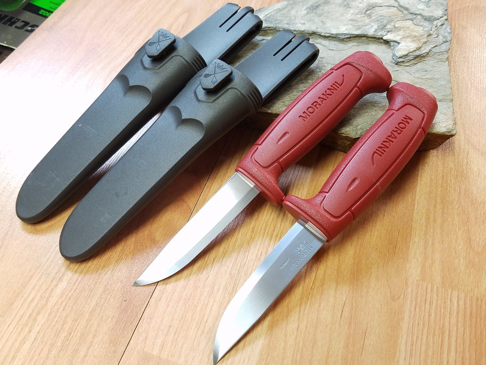 2 Pc Lot Mora Morakniv Basic 511 8″ Carbon Steel Red Camp Survival Knife 1502
