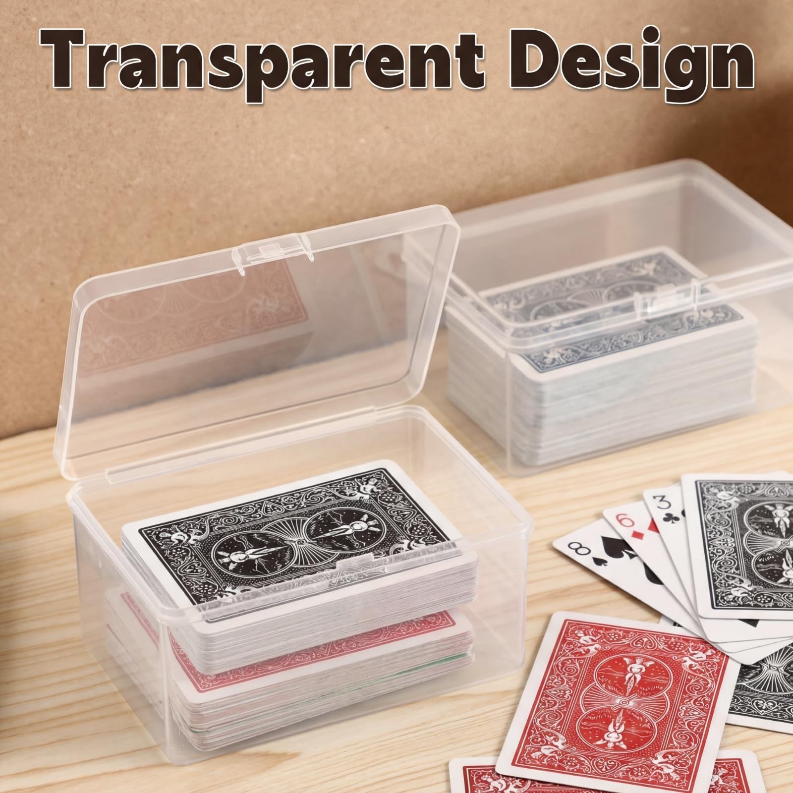 Vicenpal Playing Card Boxes Snaps Closed Clear Plastic Cases Poker Gaming Pla…