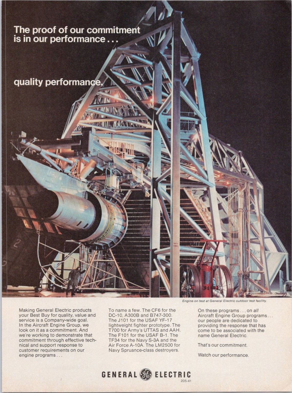 General Electric 1973 Vintage Aircraft Engine Print Ad Aerospace Technology