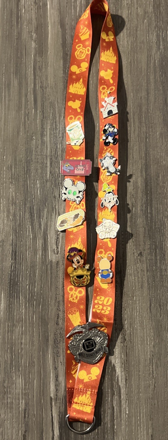 Disney~Lanyard w/ 10+ Assorted Disney Trading Pins “Mixed Characters Lot”~ READ