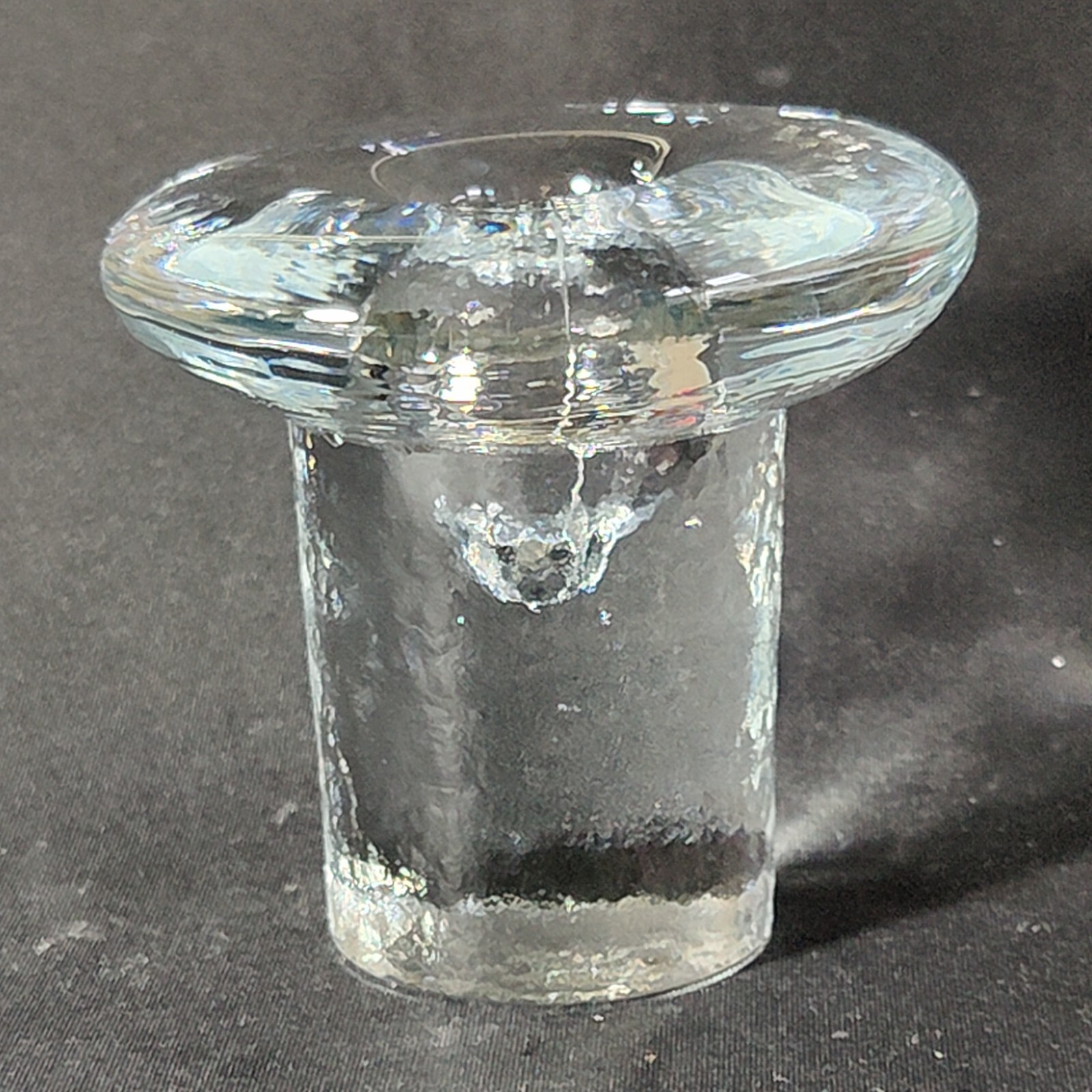 BLENKO #77S SINGLE CANDLE HOLDER, Mushroom, Art Glass, 3 in, MCM, Made in USA