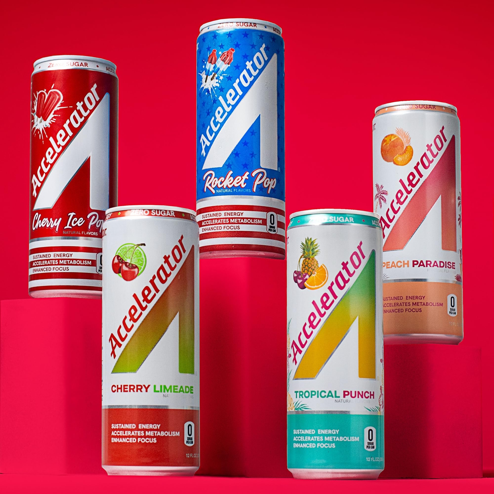 Accelerator Active Energy Drink Cherry Ice Pop Zero Sugar Pack of 12 Cans