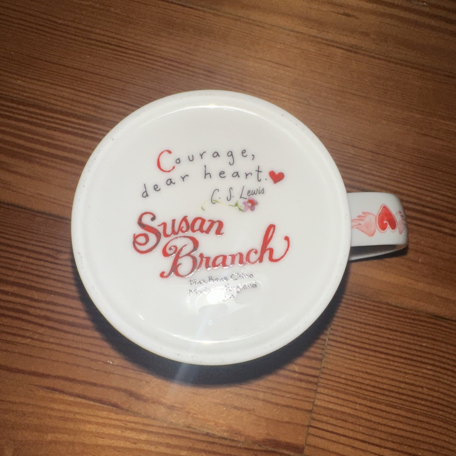 Susan Branch Mug “Courage, Dear Heart” CS Lewis Fine Bone China Made in England