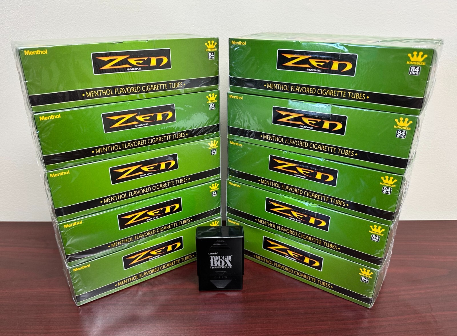 ZEN King 84mm Menthol Cigarette Tubes 10-Boxes Plus a Free BLACK Tough Box Case