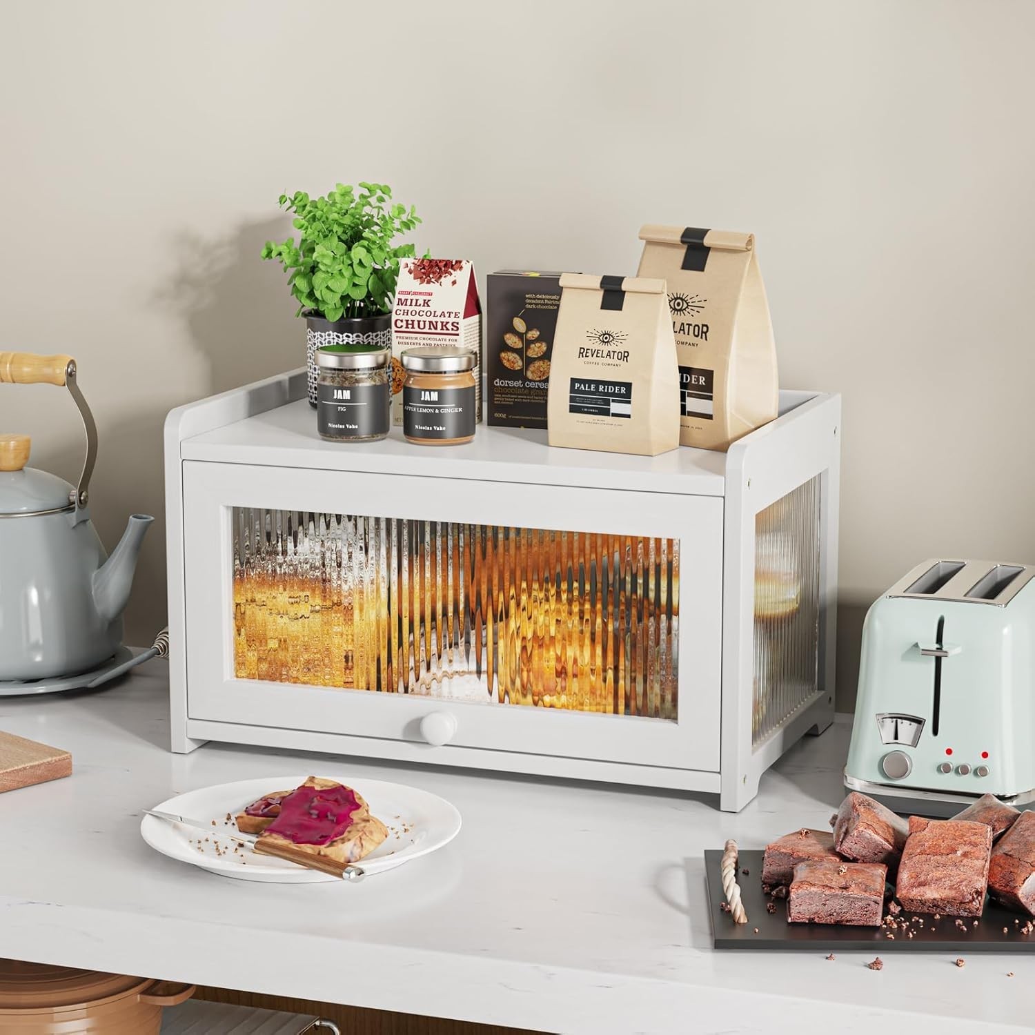 Functional Bamboo Bread Box with Clear Window and Ample Storage – Hand Wash Only