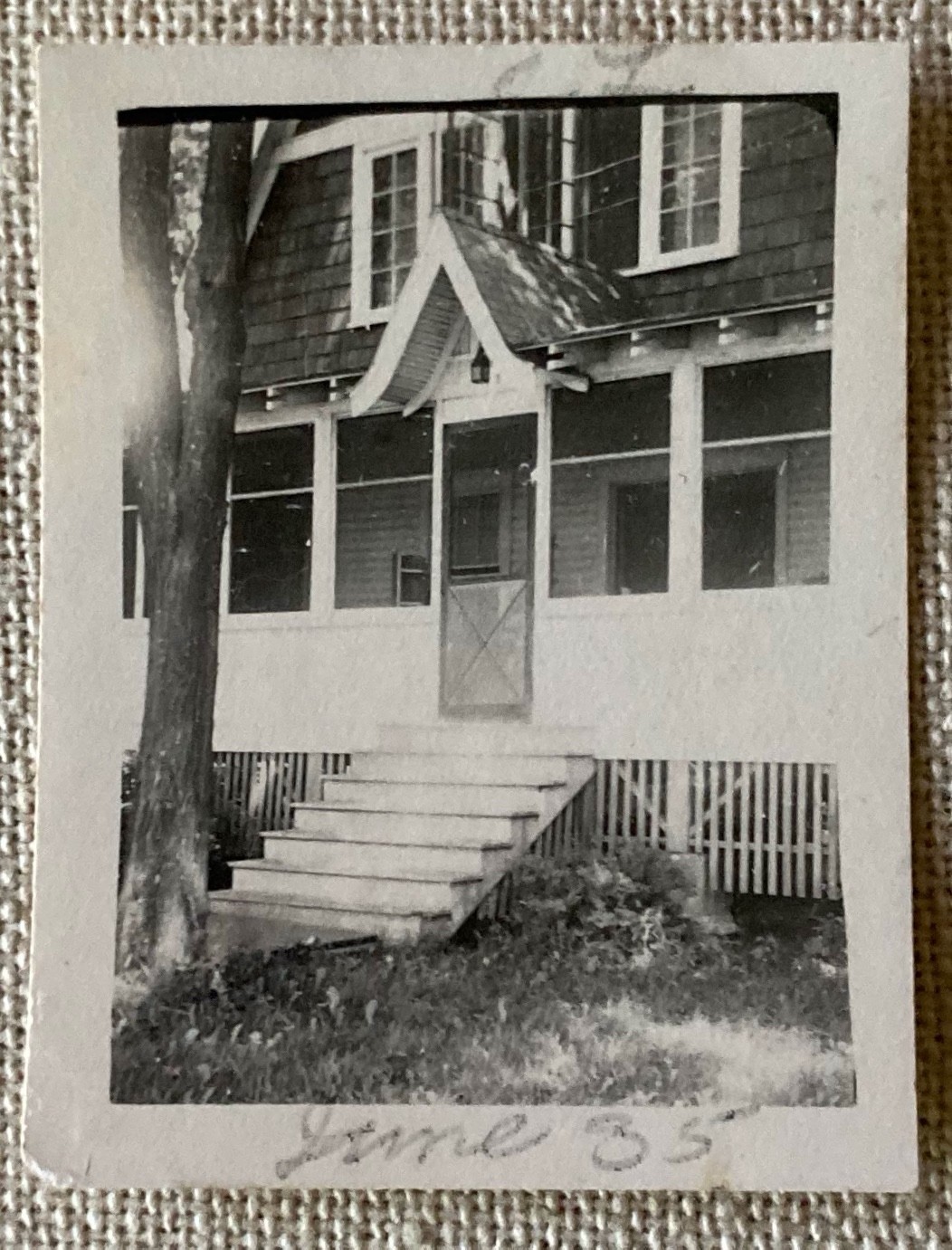 Vintage Small 1930s House Porch Steps June 1935 Photo Black & White 2.5″ x 2″
