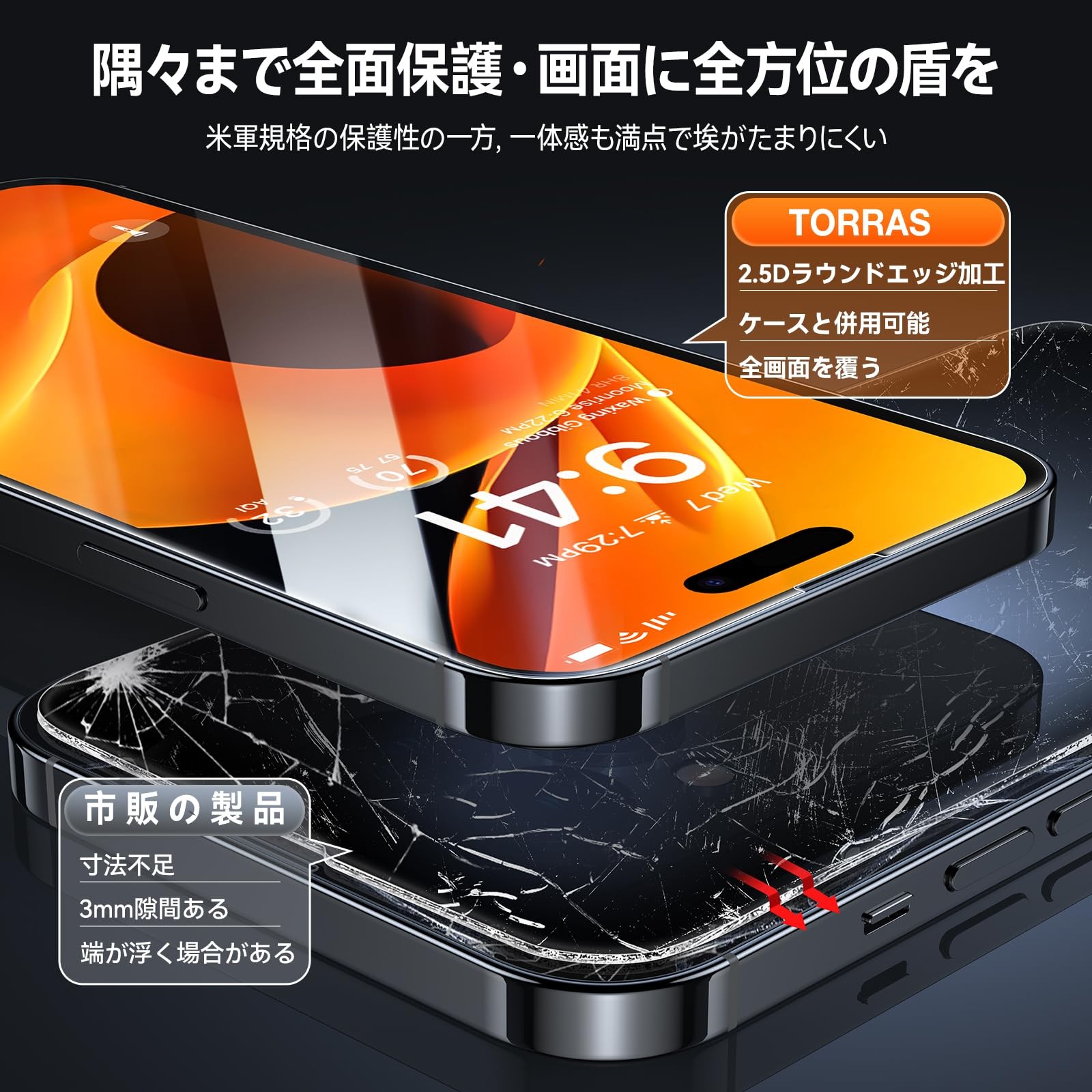 Torras Screen Protector For Iphone 15 Pro – Aerospace Glass Film, Zero Bubbling_