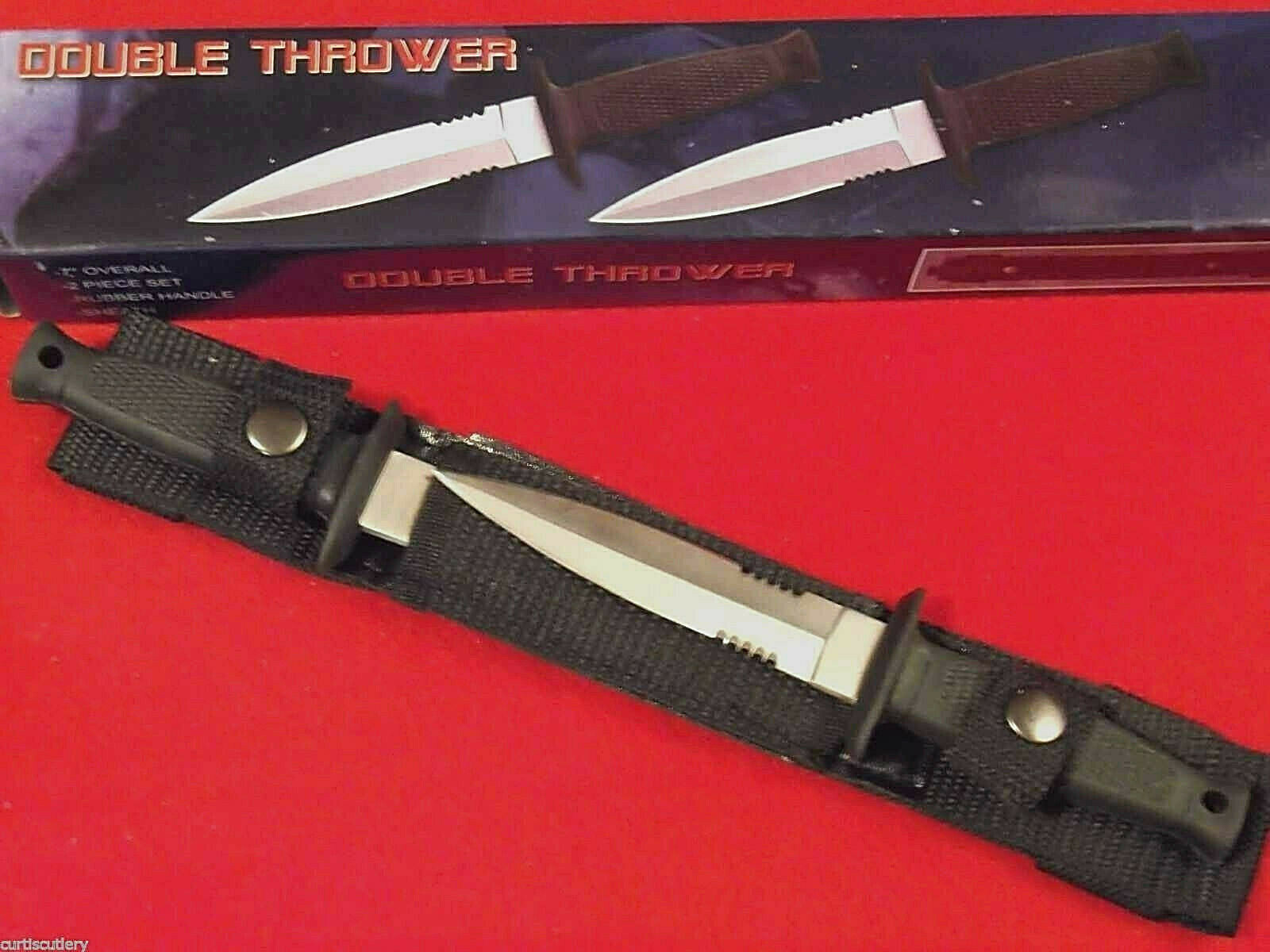 Double Thrower 210233 Black Rubber 2 pc dagger solid tang knives 7″ overall NEW