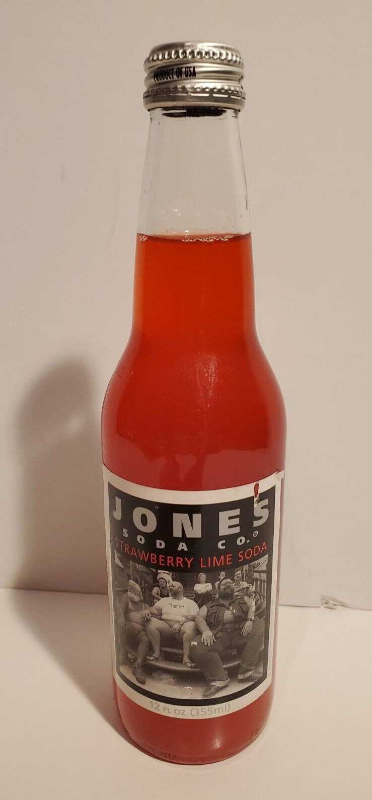 VTG 1990’S JONES SODA GLASS BOTTLE FULL STRAWBERRY LIME FLAVOR 12 OUNCES SEALED