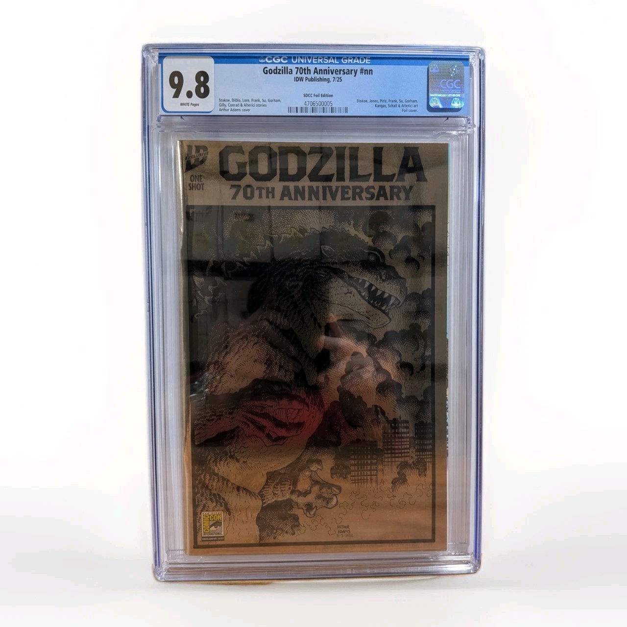 GODZILLA 70TH ANNIVERSARY #1 SDCC FOIL VARIANT CGC 9.8 ARTHUR ADAMS IDW COMICS